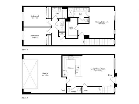 a floor plan of two different floor plans of a house
